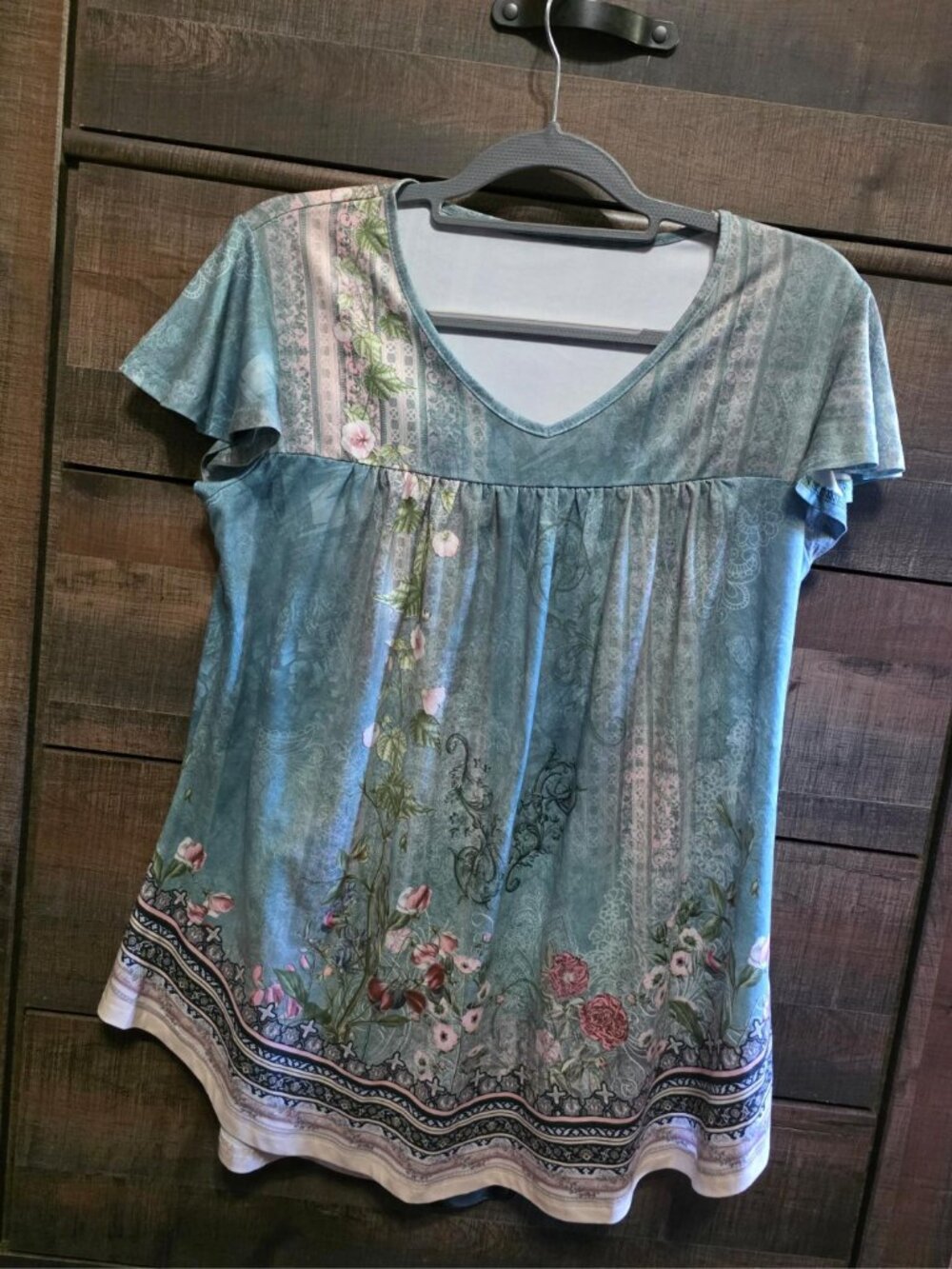 Womens Ruffle Sleeve Tunic Top, Size Large, - Picture 5 of 9
